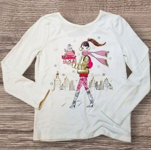C PLACE WHITE WINTER GIFT GIVING LONG SLEEVE TOP